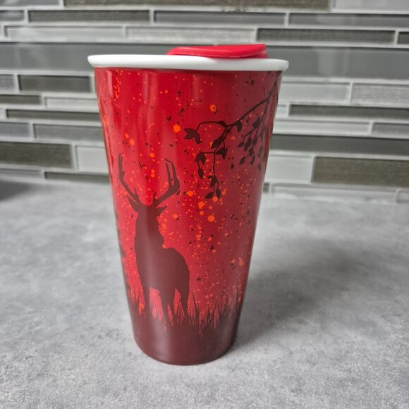 2017 Tim Hortons Red Deer Scene Ceramic Travel Coffee Tea Mug Cup - Picture 5 of 11